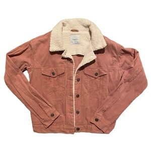 Y2K Angel Kiss Corduroy‎ Jacket with Sherpa collar Size medium Blush Pink
